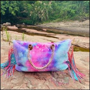 BN Tie-Dye Sherpa Fringe Weekender Bag